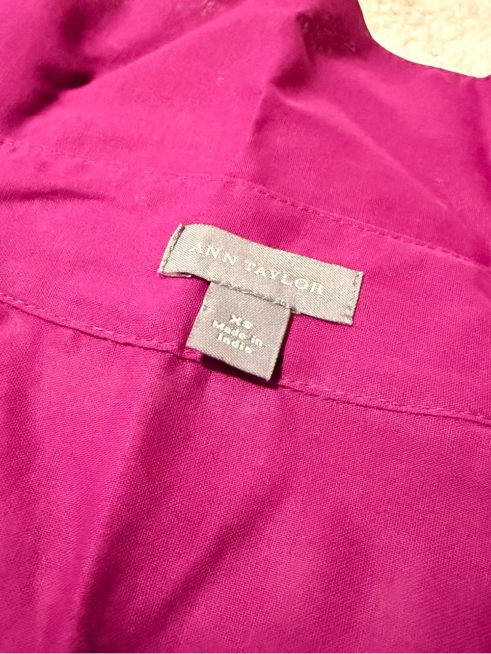 Ann Taylor Hot Pink Satin Long-Sleeve Shirt Dress - Picture 7 of 13